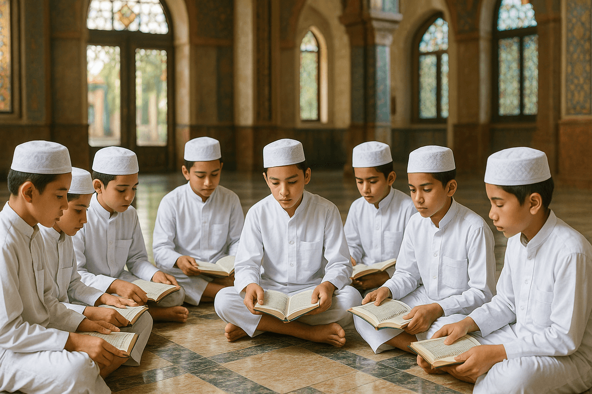 Students studying Quran